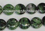 CRZ55 15.5 inches 14mm flat round ruby zoisite gemstone beads