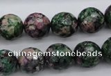 CRZ552 15.5 inches 13mm faceted round Chinese ruby zoisite beads