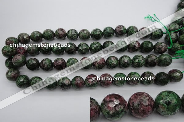 CRZ553 15.5 inches 15mm faceted round Chinese ruby zoisite beads