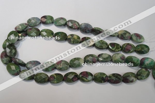 CRZ643 15.5 inches 13*18mm facetec oval New ruby zoisite gemstone beads