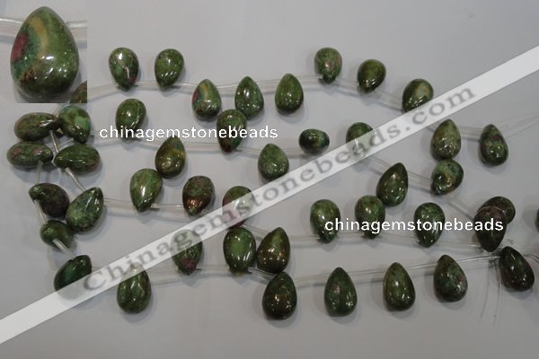 CRZ650 Top-drilled 12*18mm flat teardrop New ruby zoisite gemstone beads