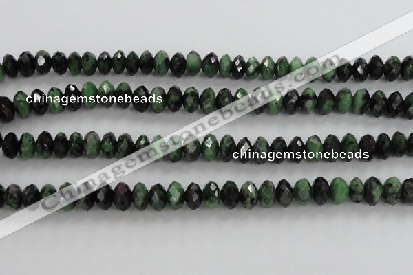 CRZ703 15 inches 6*10mm faceted rondelle ruby zoisite gemstone beads