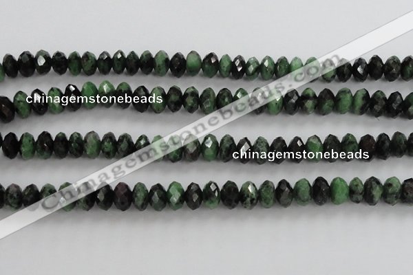 CRZ703 15 inches 6*10mm faceted rondelle ruby zoisite gemstone beads