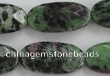 CRZ711 15 inches 15*30mm faceted oval ruby zoisite gemstone beads