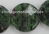 CRZ718 15 inches 30mm faceted coin ruby zoisite gemstone beads