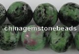 CRZ734 15.5 inches 14mm faceted round ruby zoisite gemstone beads