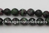 CRZ740 15.5 inches 9mm faceted round ruby zoisite gemstone beads