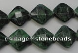 CRZ75 15.5 inches 14*14mm faceted diamond ruby zoisite gemstone beads