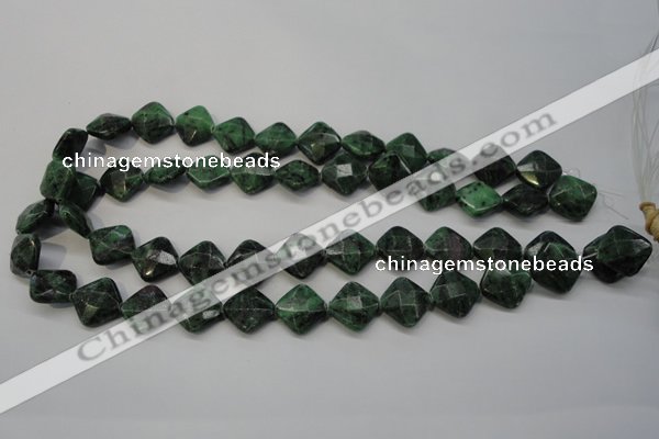 CRZ75 15.5 inches 14*14mm faceted diamond ruby zoisite gemstone beads