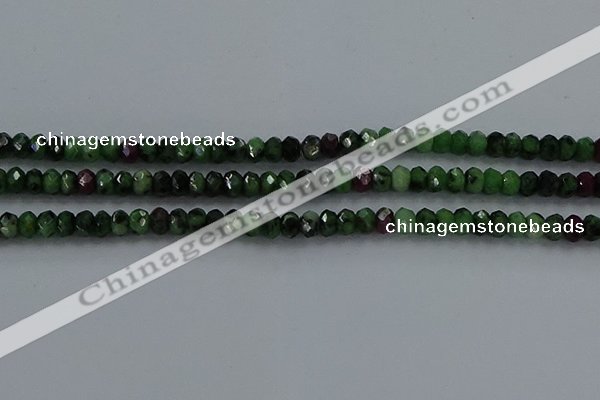 CRZ752 15.5 inches 3*5mm faceted rondelle ruby zoisite beads