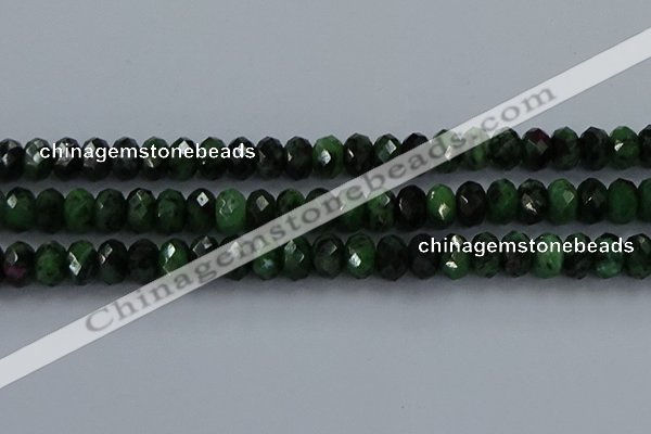 CRZ755 15.5 inches 6*10mm faceted rondelle ruby zoisite beads