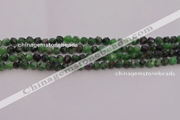 CRZ761 15.5 inches 6mm faceted nuggets ruby zoisite gemstone beads