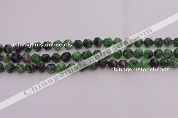 CRZ762 15.5 inches 8mm faceted nuggets ruby zoisite gemstone beads