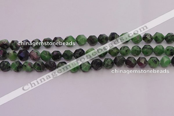 CRZ763 15.5 inches 10mm faceted nuggets ruby zoisite gemstone beads