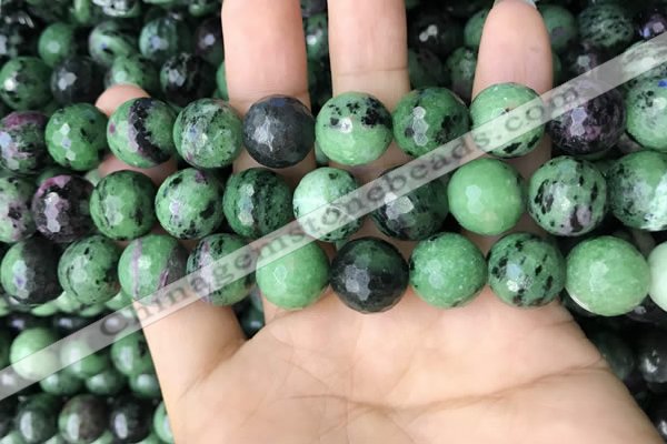 CRZ778 15.5 inches 14mm faceted round ruby zoisite beads