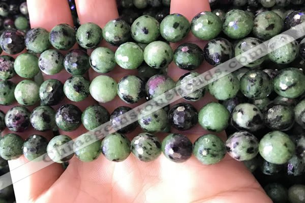 CRZ783 15.5 inches 10mm faceted round ruby zoisite beads wholesale