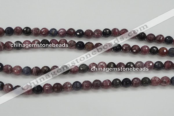 CRZ806 15.5 inches 8mm faceted round natural ruby sapphire beads