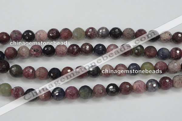 CRZ808 15.5 inches 12mm faceted round natural ruby sapphire beads