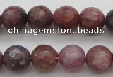 CRZ852 15.5 inches 8mm faceted round natural ruby gemstone beads