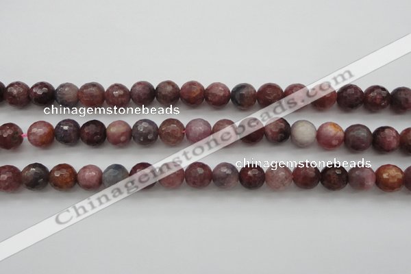 CRZ852 15.5 inches 8mm faceted round natural ruby gemstone beads