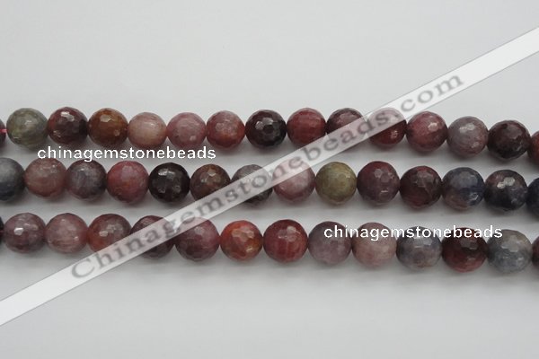 CRZ855 15.5 inches 11mm faceted round natural ruby gemstone beads