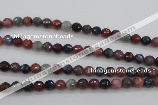 CRZ882 15.5 inches 8mm faceted round natural ruby sapphire beads