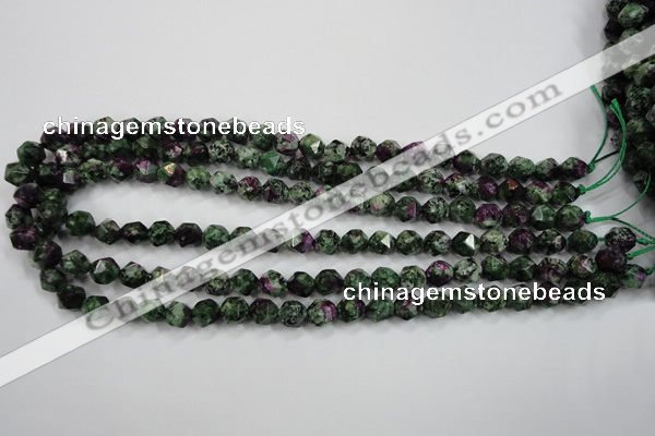 CRZ902 15.5 inches 8mm faceted nuggets Chinese ruby zoisite beads