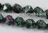 CRZ903 15.5 inches 10mm faceted nuggets Chinese ruby zoisite beads