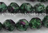 CRZ905 15.5 inches 14mm faceted nuggets Chinese ruby zoisite beads