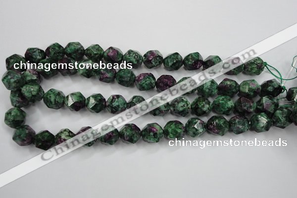 CRZ905 15.5 inches 14mm faceted nuggets Chinese ruby zoisite beads