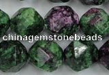 CRZ906 15.5 inches 16mm faceted nuggets Chinese ruby zoisite beads