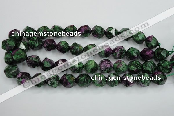 CRZ906 15.5 inches 16mm faceted nuggets Chinese ruby zoisite beads