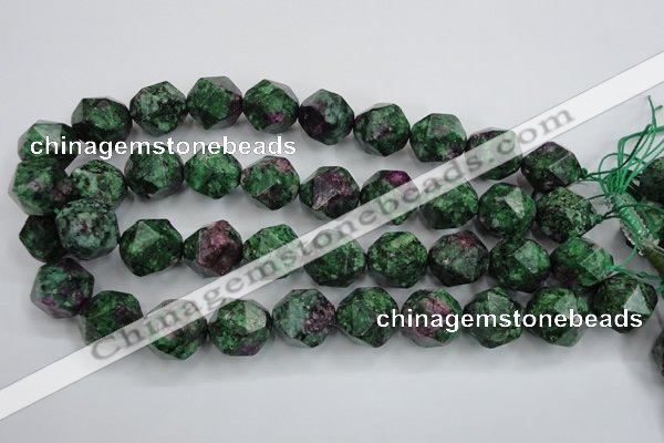 CRZ907 15.5 inches 18mm faceted nuggets Chinese ruby zoisite beads