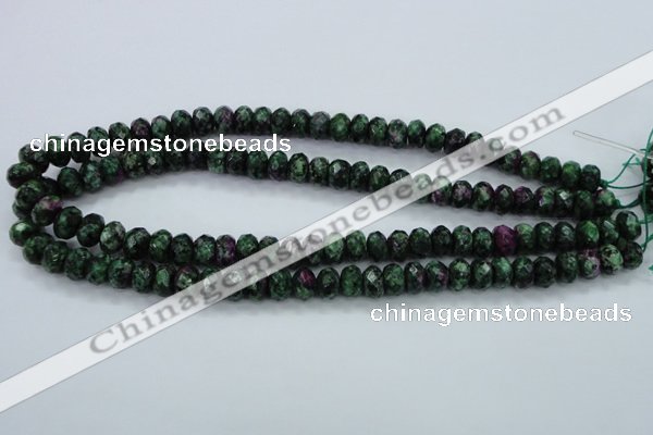 CRZ911 15.5 inches 6*10mm faceted rondelle Chinese ruby zoisite beads