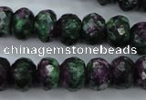 CRZ914 15.5 inches 12*16mm faceted rondelle Chinese ruby zoisite beads