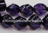 CSA11 15.5 inches 12*15mm twisted rice synthetic amethyst beads