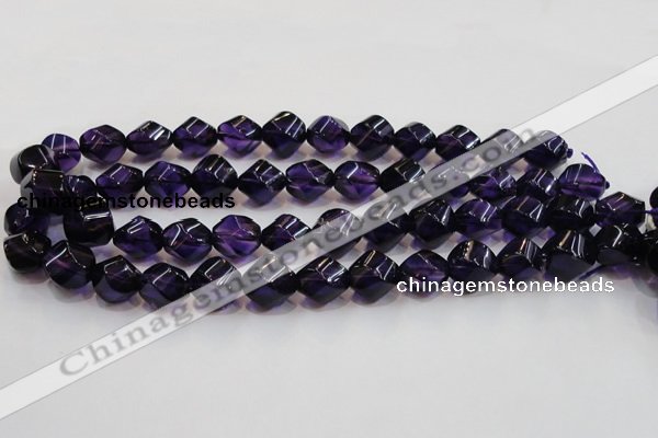 CSA11 15.5 inches 12*15mm twisted rice synthetic amethyst beads