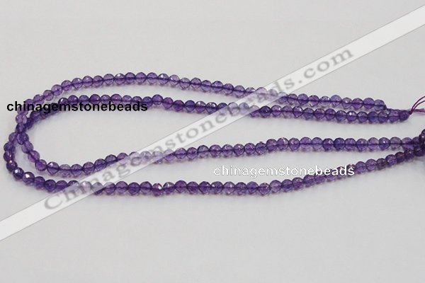 CSA12 15.5 inches 4mm faceted round synthetic amethyst beads