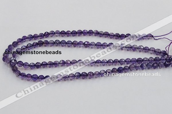 CSA15 15.5 inches 7mm faceted round synthetic amethyst beads