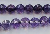 CSA17 15.5 inches 10mm faceted round synthetic amethyst beads