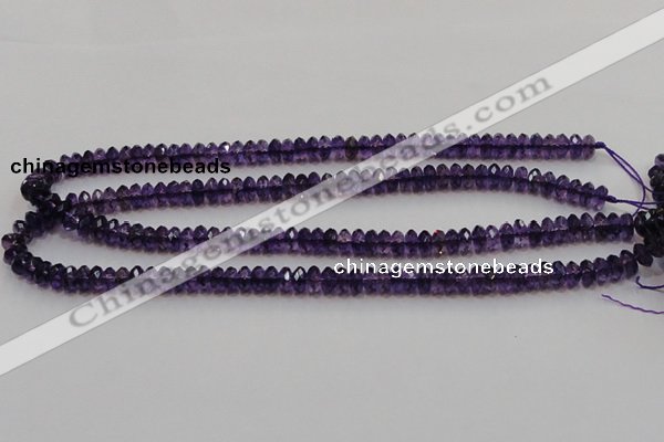 CSA19 15.5 inches 5*8mm faceted rondelle synthetic amethyst beads