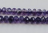 CSA20 15.5 inches 6*8mm faceted rondelle synthetic amethyst beads