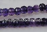 CSA21 15.5 inches 6*10mm faceted rondelle synthetic amethyst beads