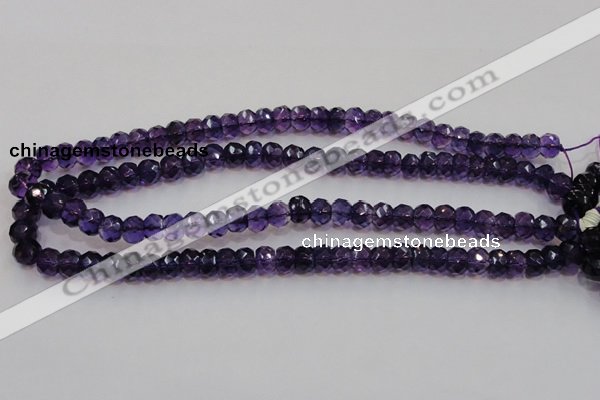 CSA21 15.5 inches 6*10mm faceted rondelle synthetic amethyst beads