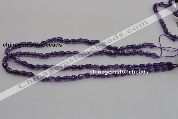 CSA24 15.5 inches 6*8mm faceted teardrop synthetic amethyst beads