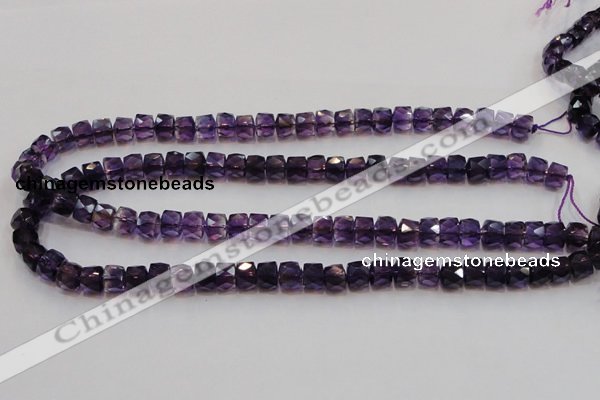 CSA26 15.5 inches 7*10mm faceted column synthetic amethyst beads