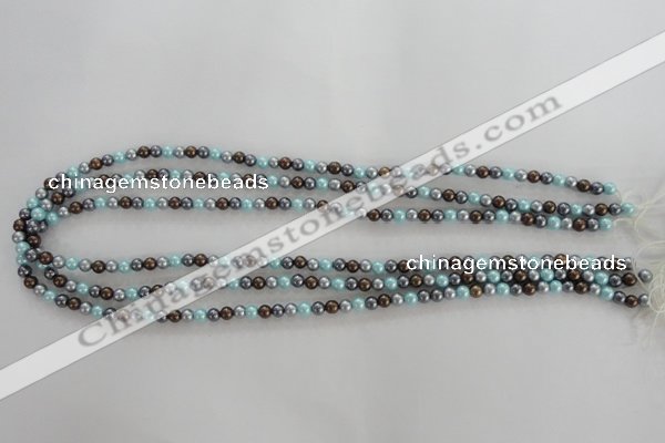 CSB1000 15.5 inches 4mm round mixed color shell pearl beads