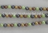 CSB1001 15.5 inches 4mm round mixed color shell pearl beads