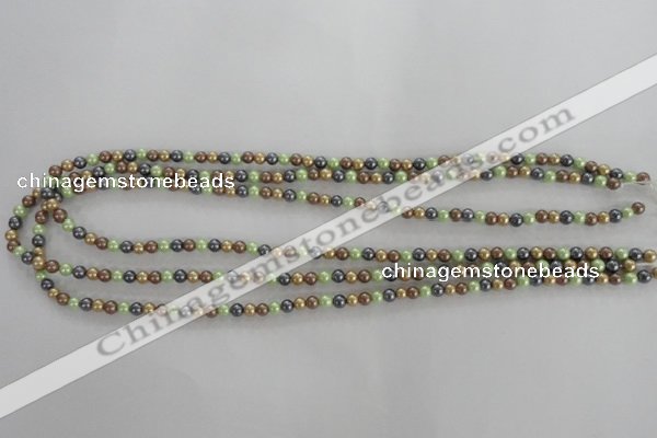 CSB1001 15.5 inches 4mm round mixed color shell pearl beads