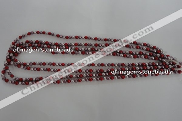 CSB1002 15.5 inches 4mm round mixed color shell pearl beads